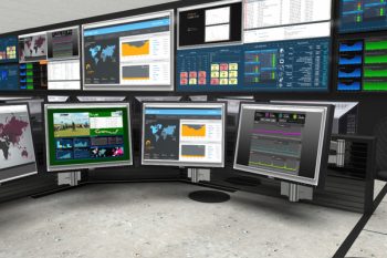High-resolution 4K video wall displaying multiple clear data screens in a modern control room.