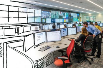 Considering operations center spaces: design sketch transitioning to finished facility
