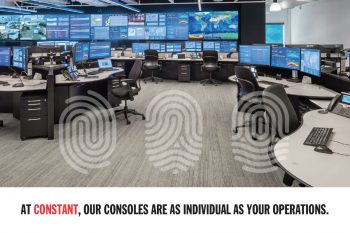 Constant Technologies custom operations furniture and consoles with multi-monitor workstations