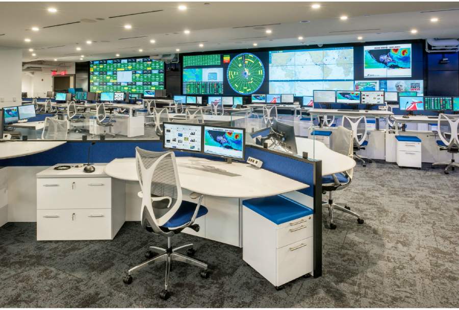Fleet Operations Center with video walls and consoles