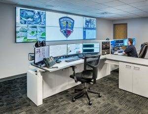 Image of consoles in public safety operation center