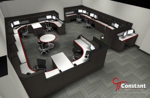 overview of operations center with desks
