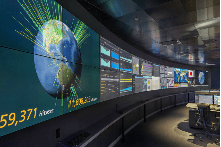 Global Security Operations Center (GSOC) curved video wall