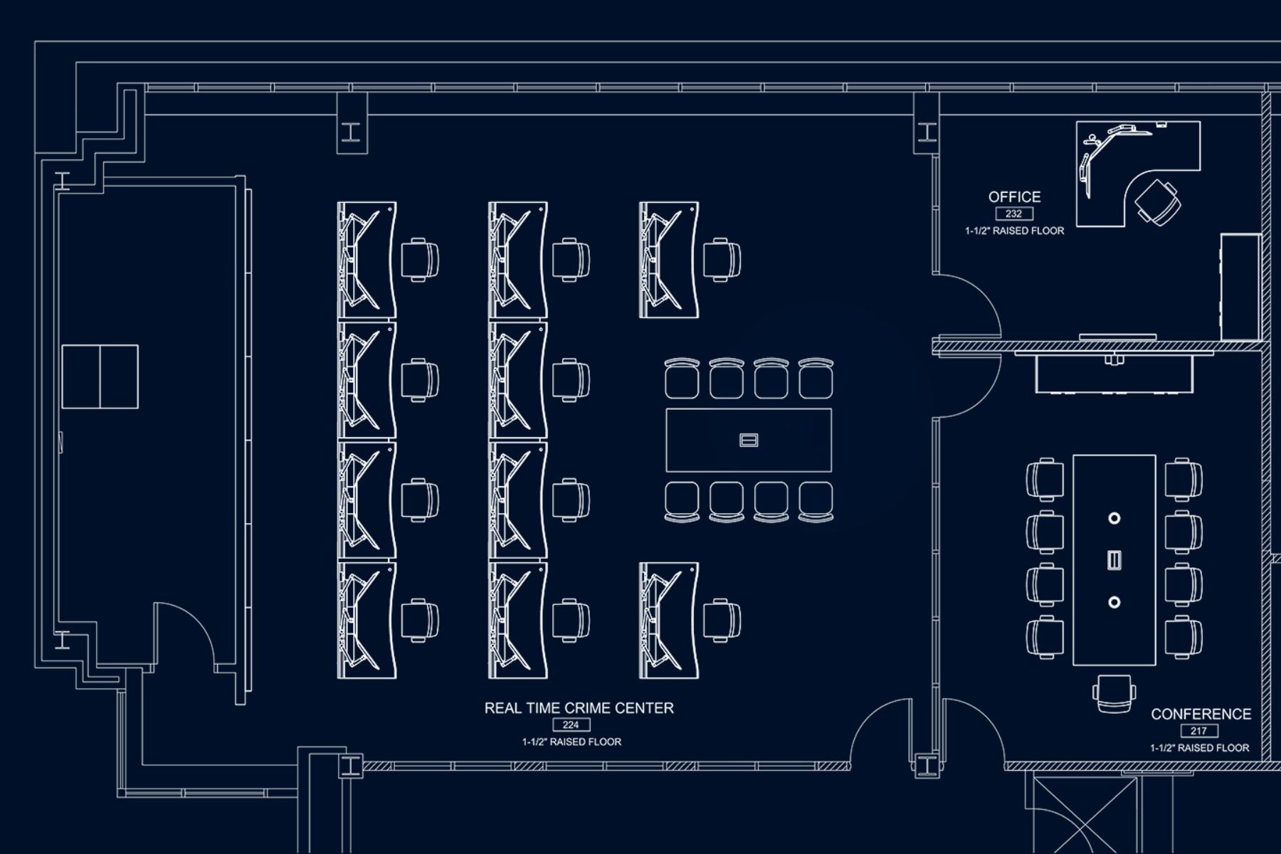 Real Time Crime Center architectural floor plan blueprint